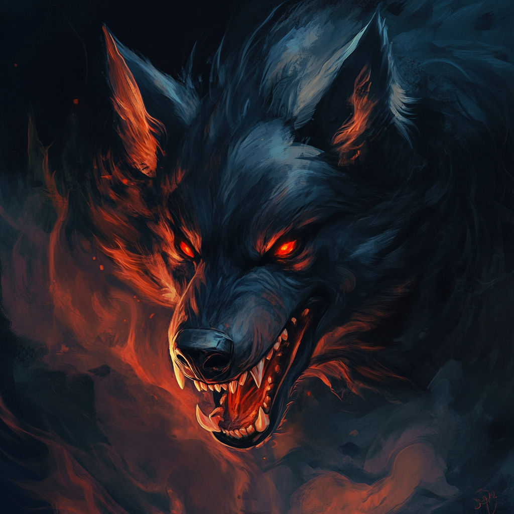 Artistic depiction of Fenrir from Norse Mythology