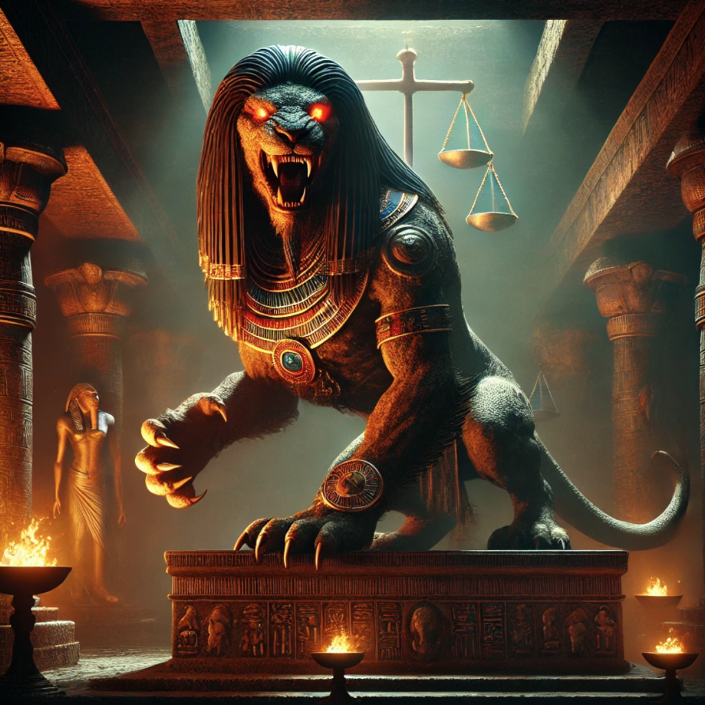 Artistic depiction of Ammit from Egyptian Mythology