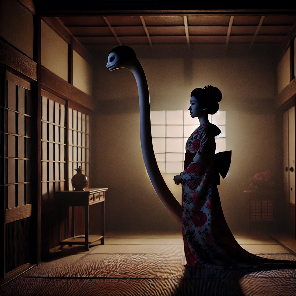 Artistic depiction of Rokurokubi from Japanese Folklore