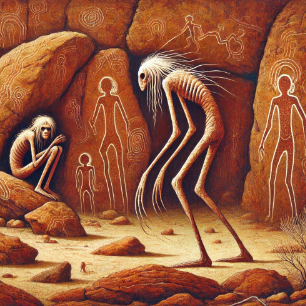 Artistic depiction of Mimi from Aboriginal Folklore Artistic depiction of Mimi from Aboriginal Folklore
