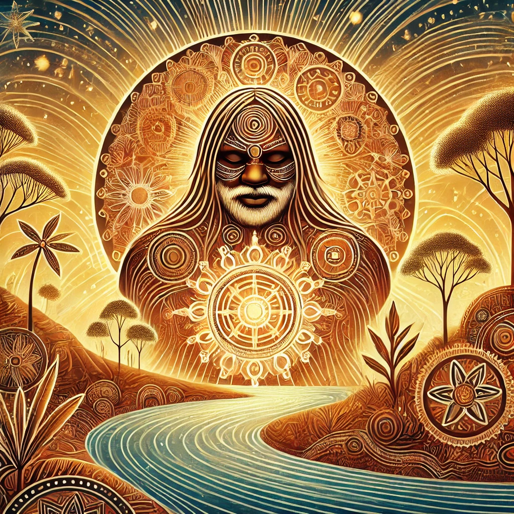 Artistic depiction of Baiame from Aboriginal Folklore Artistic depiction of Baiame from Aboriginal Folklore