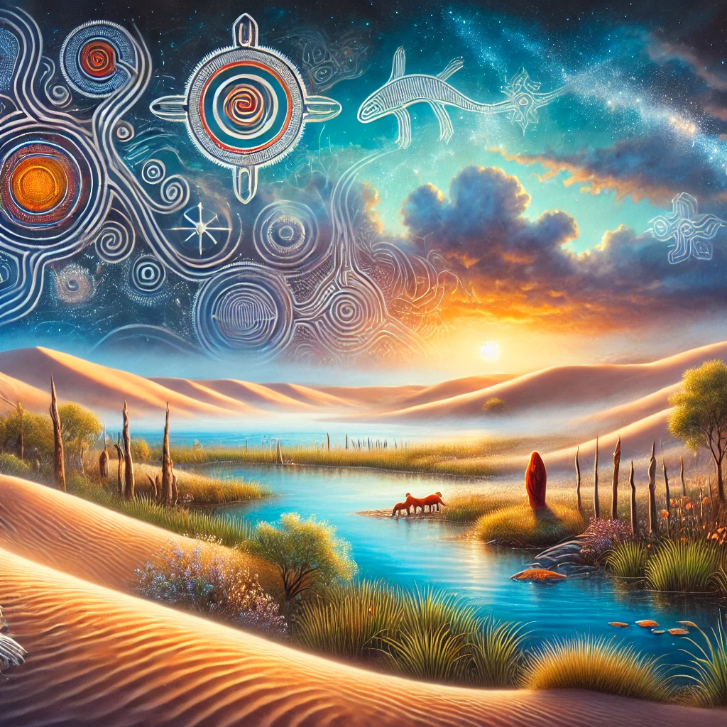 Lake Mungo - Aboriginal Folklore illustration Lake Mungo - Aboriginal Folklore illustration