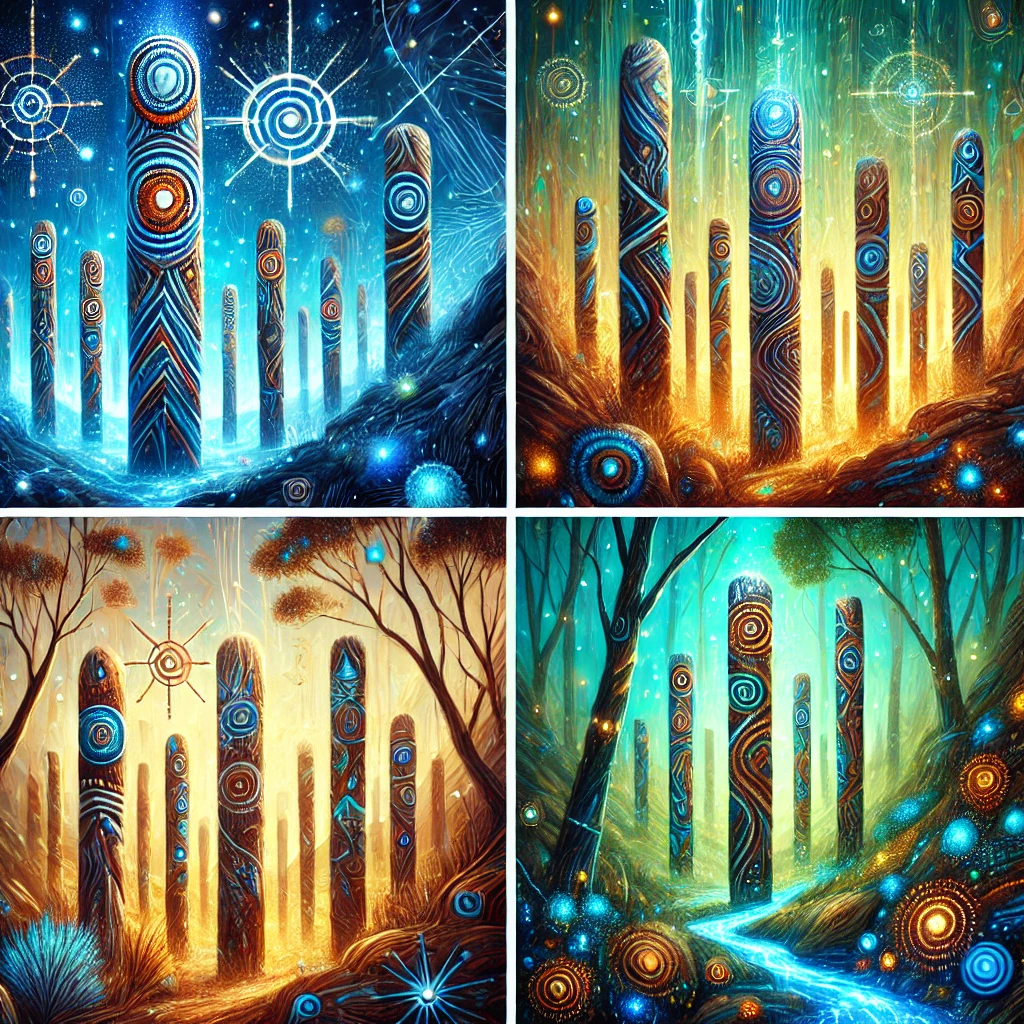 Artistic depiction of Message Sticks from Aboriginal Folklore Artistic depiction of Message Sticks from Aboriginal Folklore