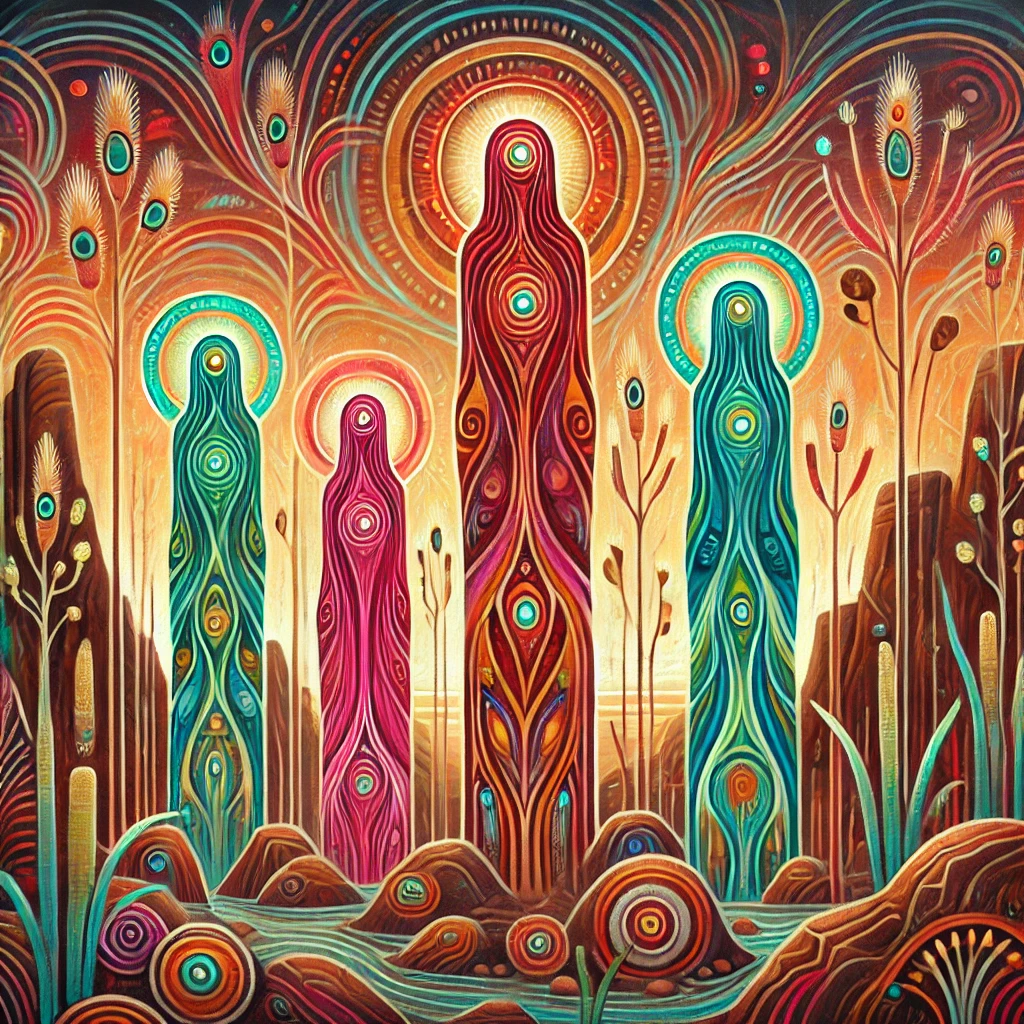 Artistic depiction of Mimih Spirits from Aboriginal Folklore Artistic depiction of Mimih Spirits from Aboriginal Folklore