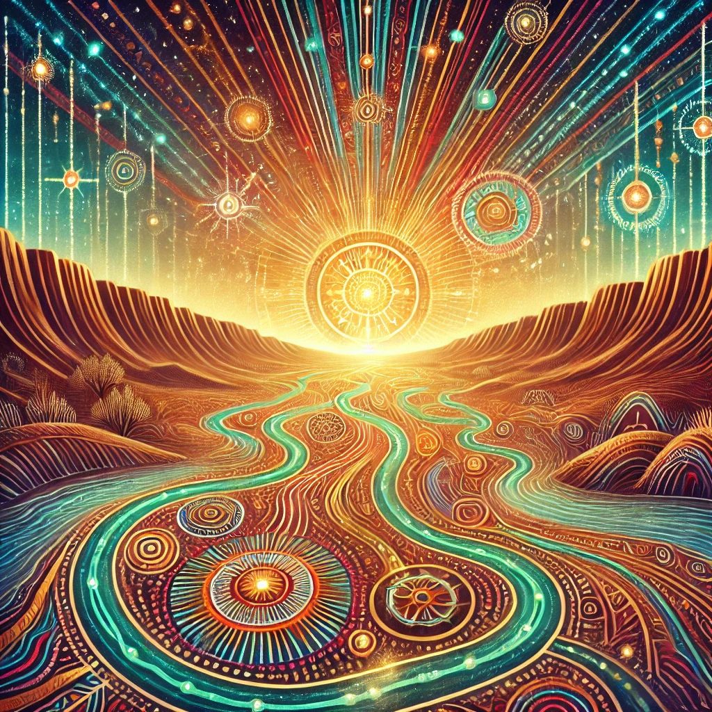 Artistic depiction of Songlines from Aboriginal Folklore Artistic depiction of Songlines from Aboriginal Folklore