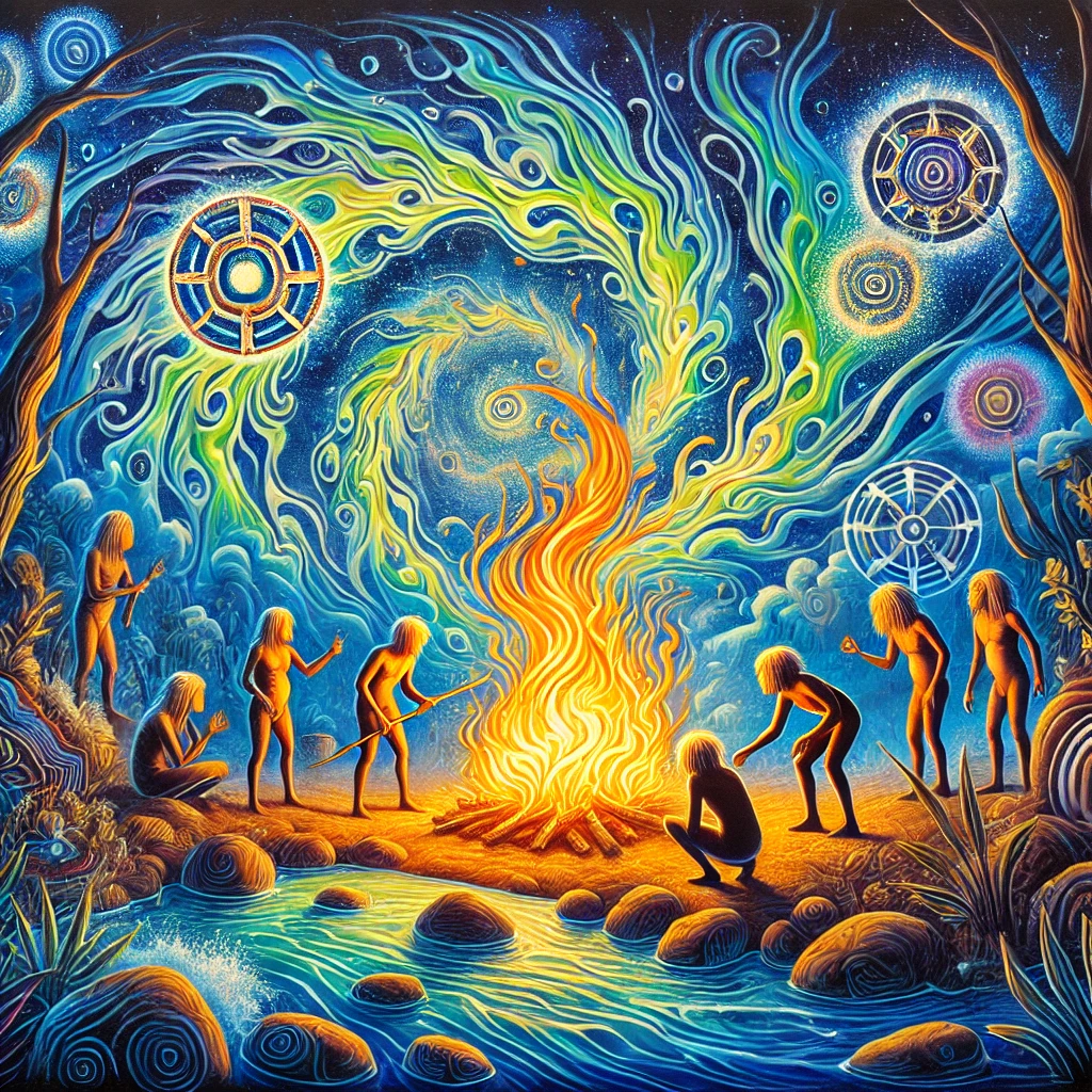 Origin of Fire folklore illustration Origin of Fire folklore illustration