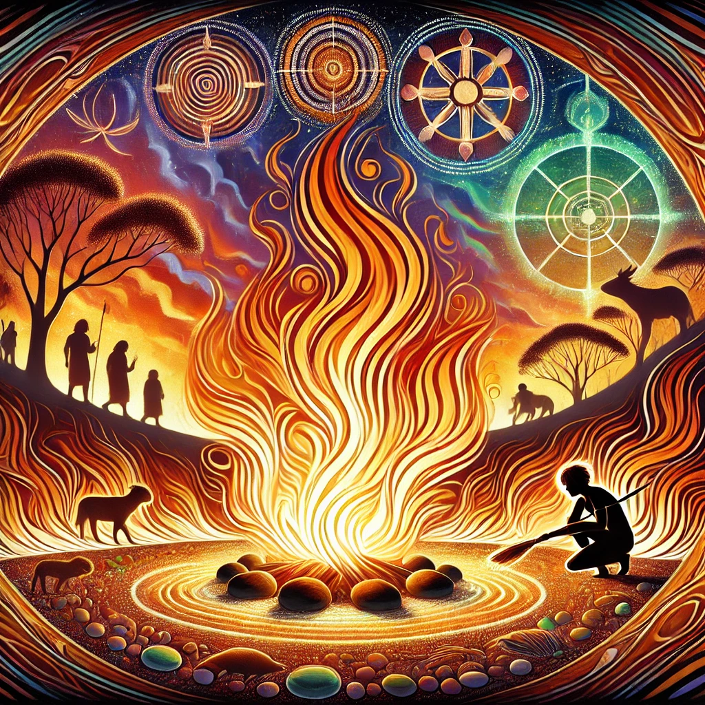 Origin of Fire - mythological figure from Aboriginal Folklore Origin of Fire - mythological figure from Aboriginal Folklore