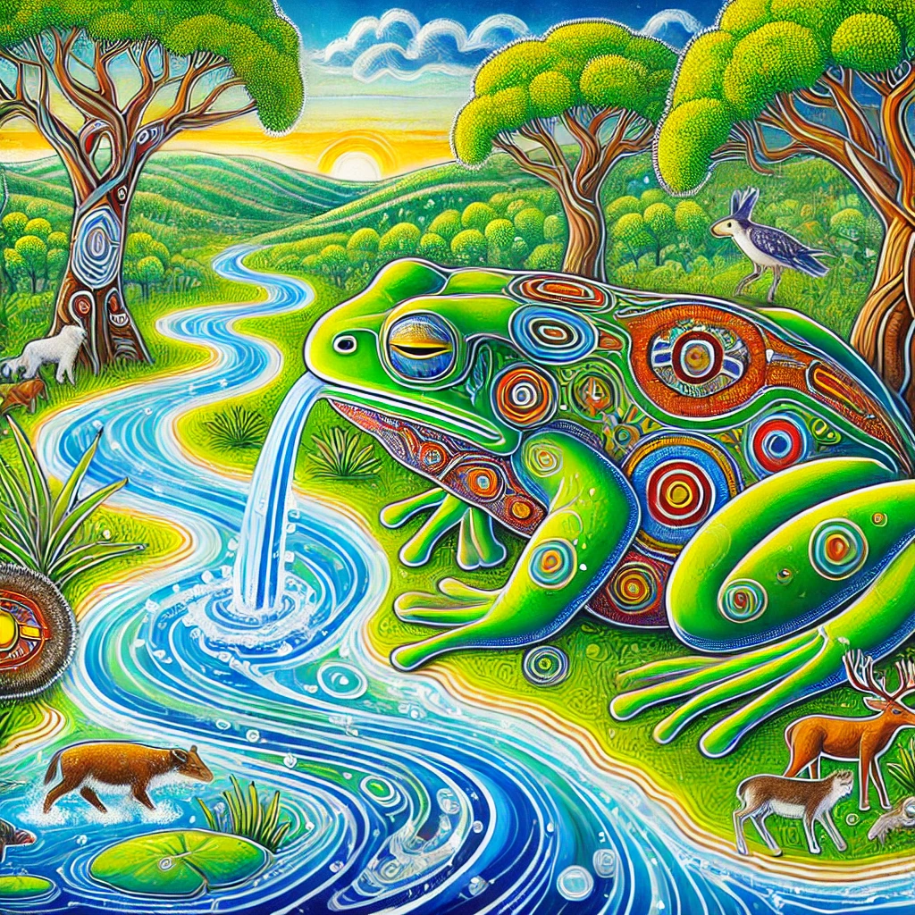 Tiddalik - Aboriginal Folklore illustration Tiddalik - Aboriginal Folklore illustration