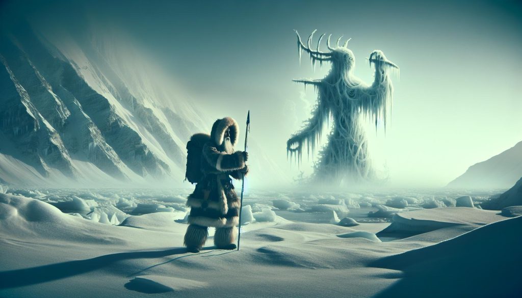 Ancient depiction of Hunter and the Tupilak Ancient depiction of Hunter and the Tupilak