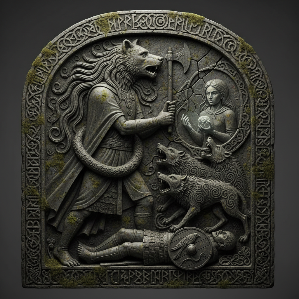 Scene from the legend of Fylgja
