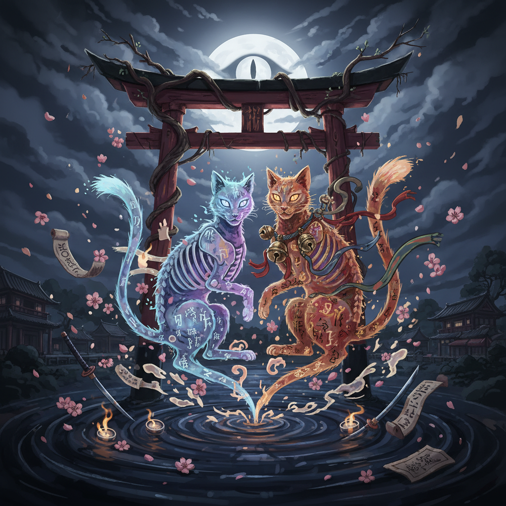 Nekomata - Symbolic Artwork Symbolic depiction of Nekomata mythology