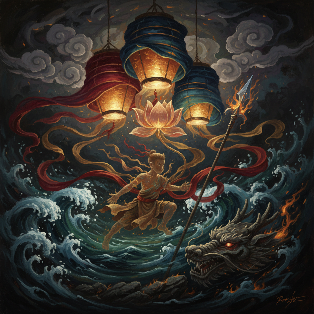 Symbolic depiction of Nezha mythology