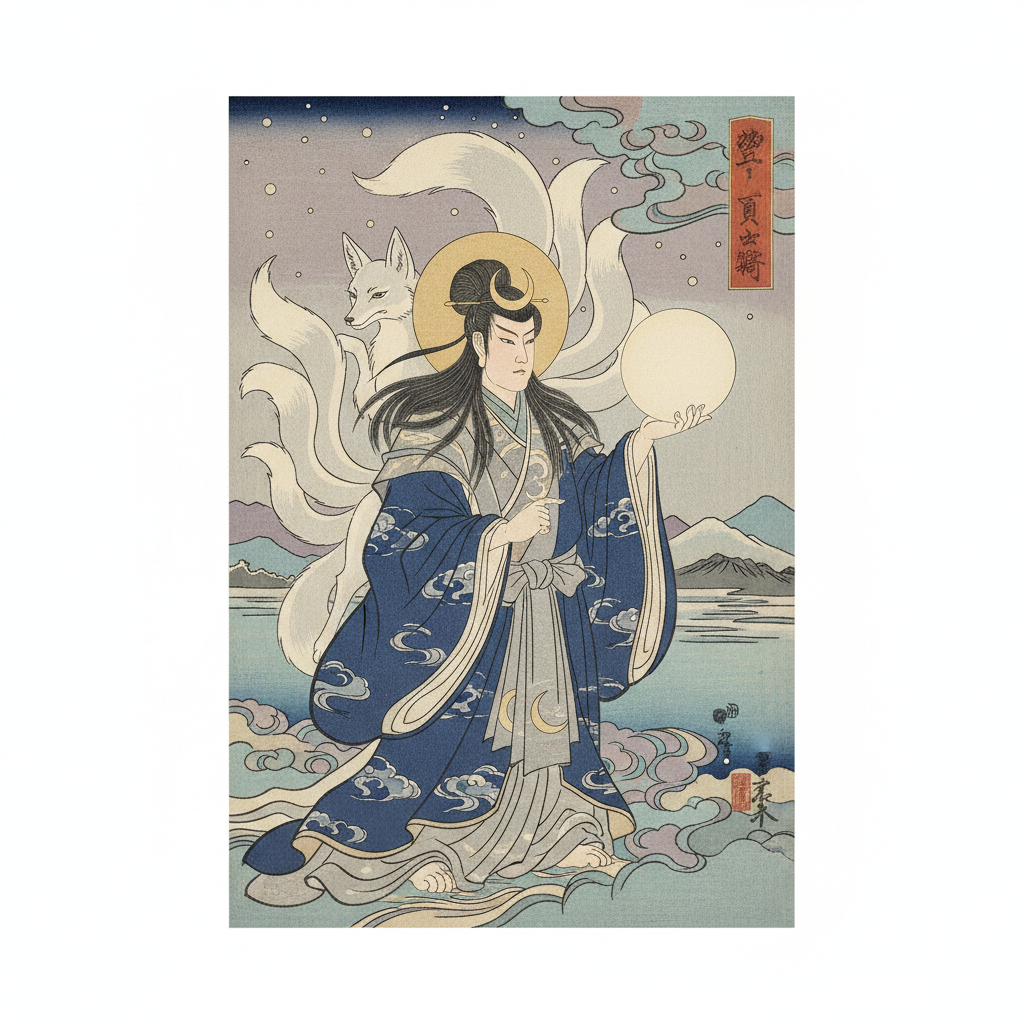 Tsukuyomi - Japanese Folklore illustration